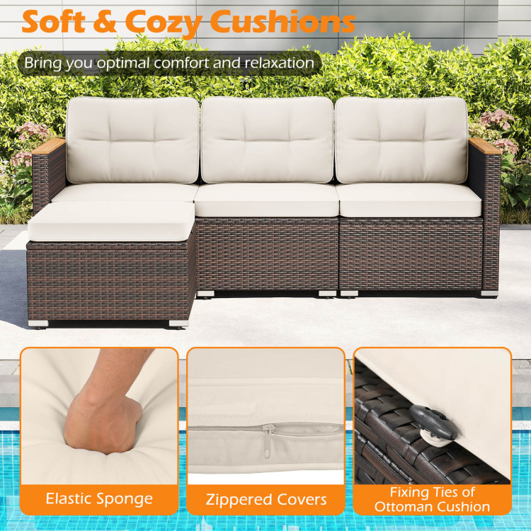 5-Piece Wicker Conversation Set Rattan Set with Cushions and Coffee Table - Image 7