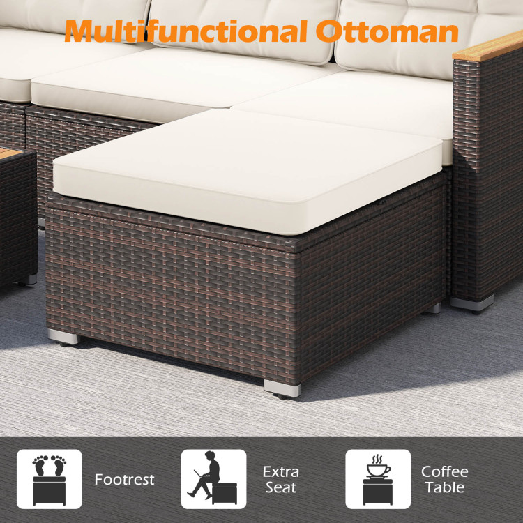 5-Piece Wicker Conversation Set Rattan Set with Cushions and Coffee Table - Image 9