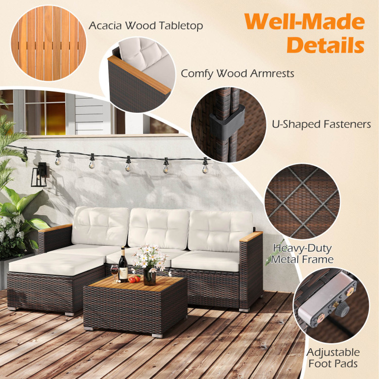 5-Piece Wicker Conversation Set Rattan Set with Cushions and Coffee Table - Image 10