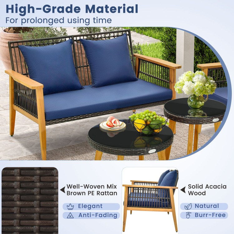 5 Piece Outdoor Conversation Set with 2 Coffee Tables for Backyard Poolside - Image 10