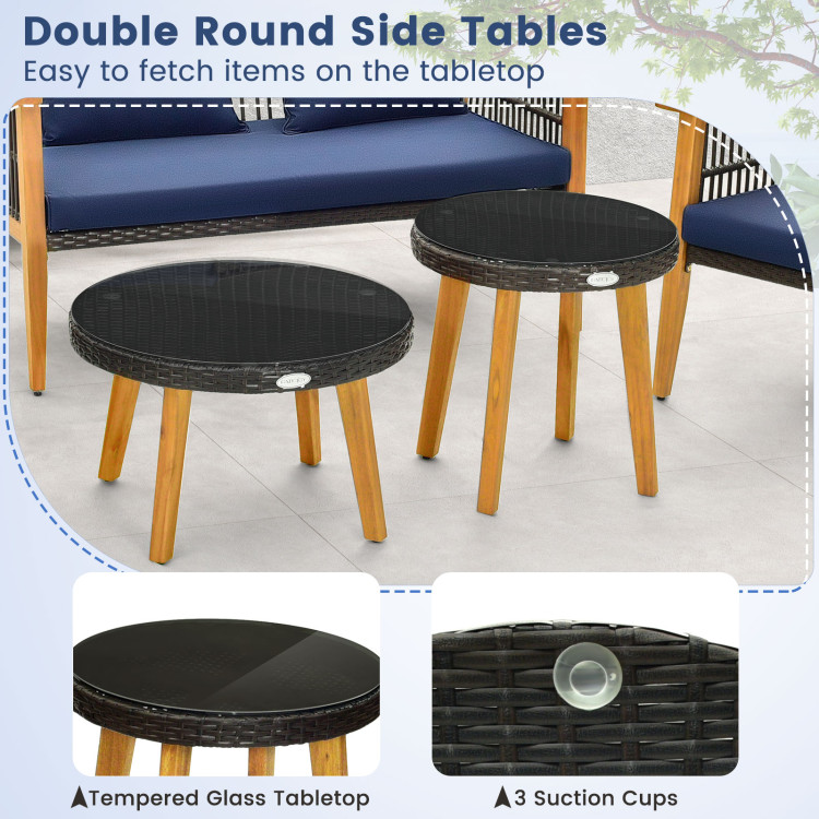 5 Piece Outdoor Conversation Set with 2 Coffee Tables for Backyard Poolside - Image 8