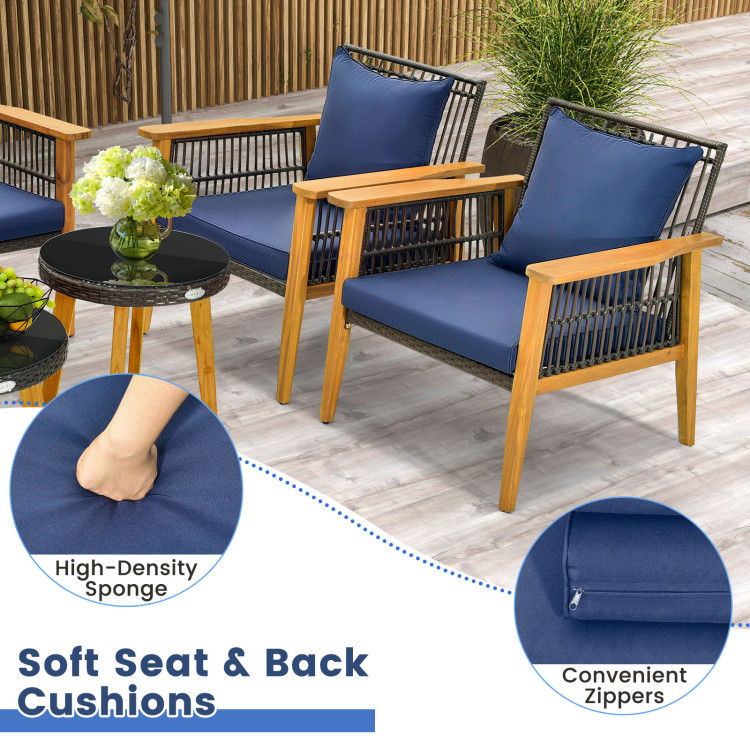 5 Piece Outdoor Conversation Set with 2 Coffee Tables for Backyard Poolside - Image 9