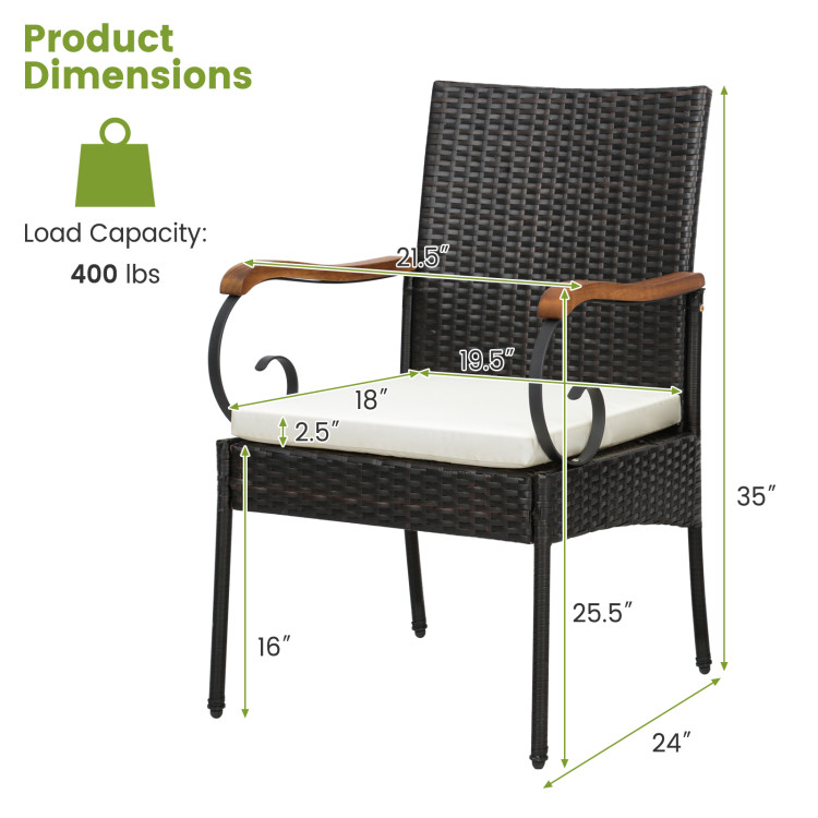 5 Pieces Patio Rattan Dining Set with Umbrella Hole for Poolside Backyard - Image 6