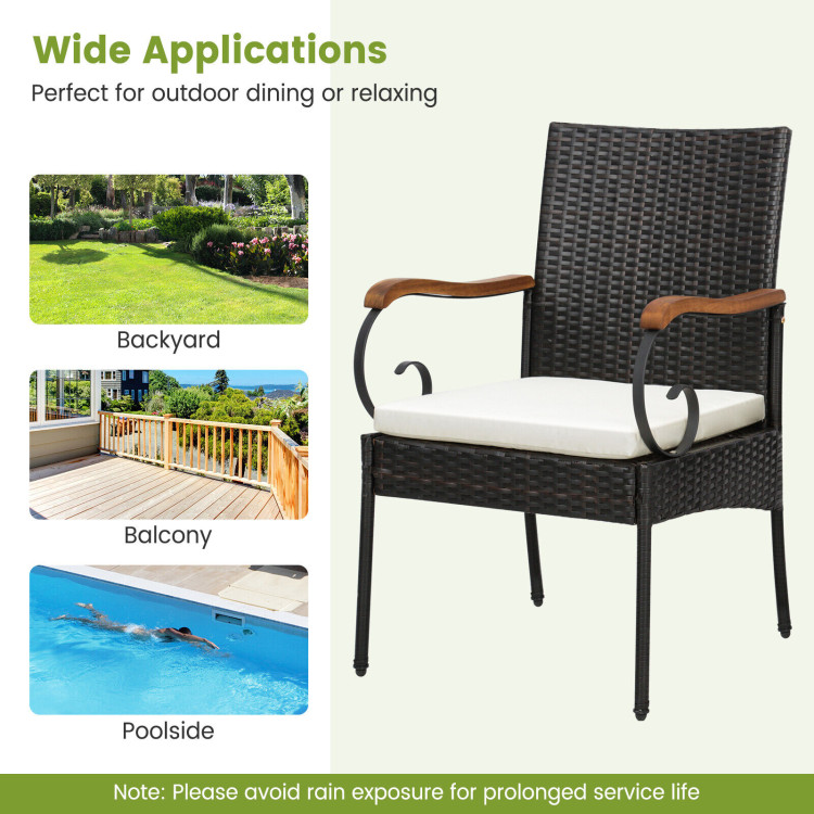 5 Pieces Patio Wicker Dining Set with Detachable Cushion and Umbrella Hole - Image 9