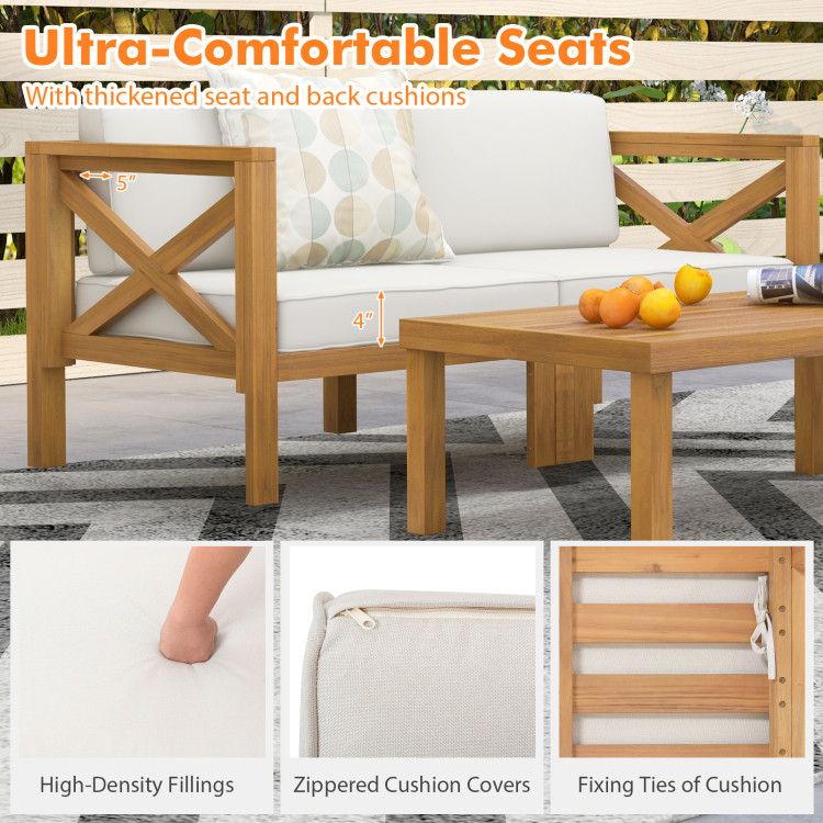 5 Piece Outdoor Conversation Furniture Set with 3 Chairs 1 Ottoman and 1 Coffee Table - Image 10