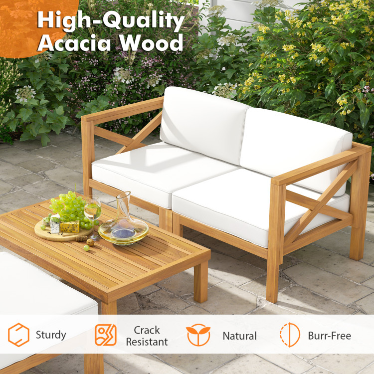 5 Piece Outdoor Conversation Furniture Set with 3 Chairs 1 Ottoman and 1 Coffee Table - Image 9