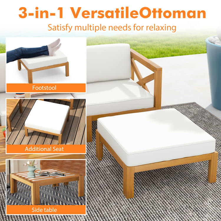 5 Piece Outdoor Conversation Furniture Set with 3 Chairs 1 Ottoman and 1 Coffee Table - Image 8