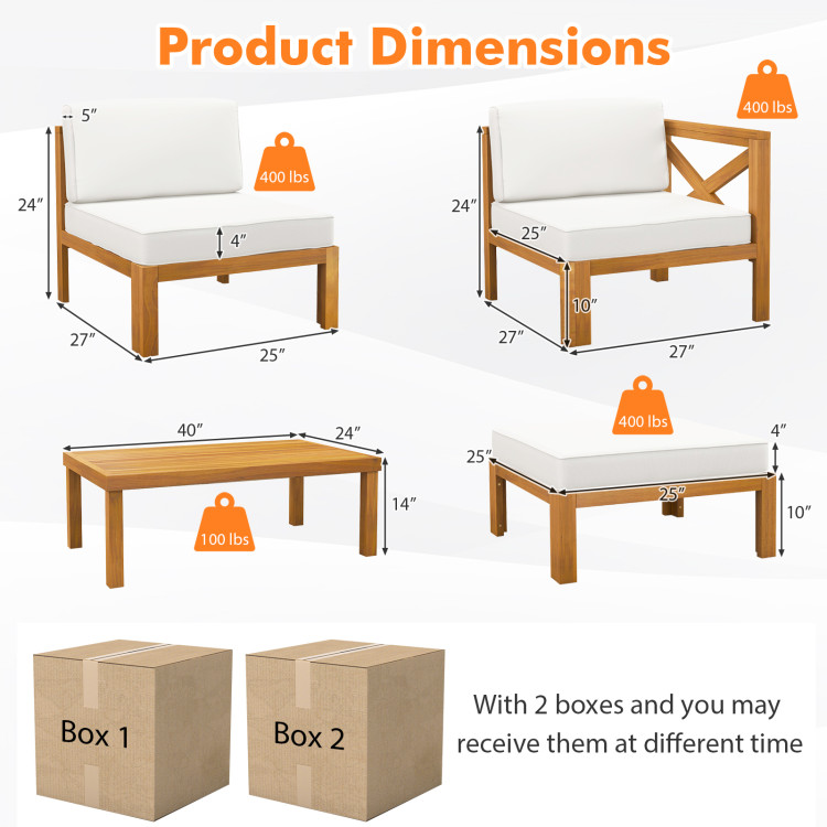 5 Piece Outdoor Conversation Furniture Set with 3 Chairs 1 Ottoman and 1 Coffee Table - Image 5