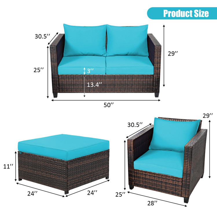 5 Pieces Patio Rattan Furniture Set with Removable Cushions - Image 5