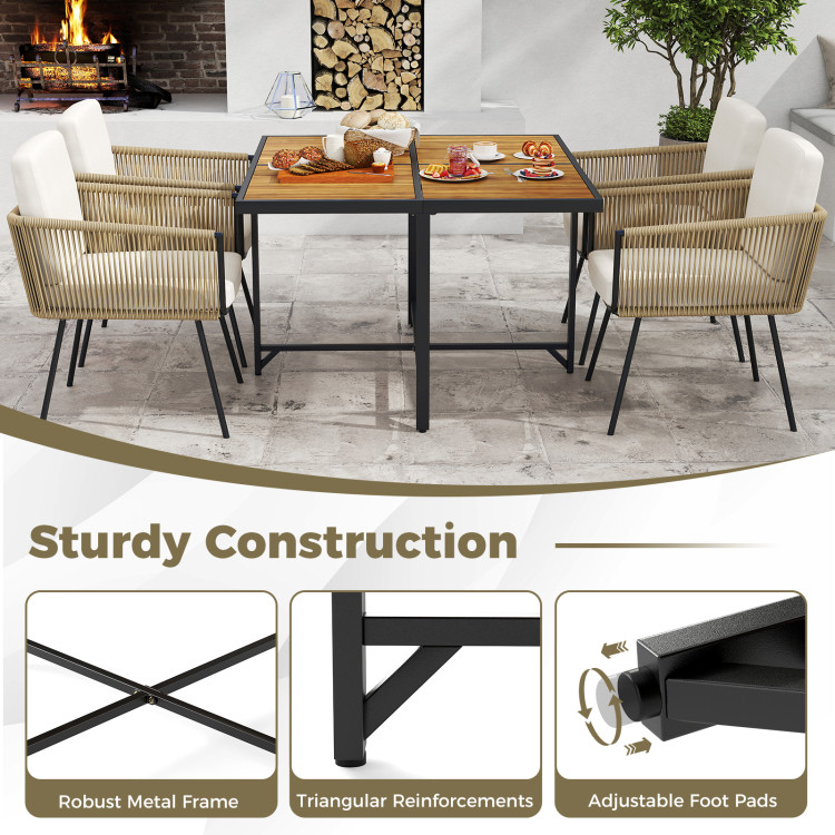 5 Pieces Patio Dining Set with Acacia Wood Tabletop - Image 9