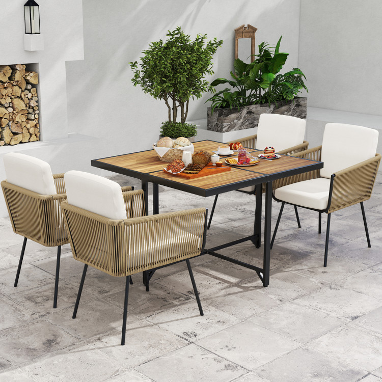 5 Pieces Patio Dining Set with Acacia Wood Tabletop - Image 6