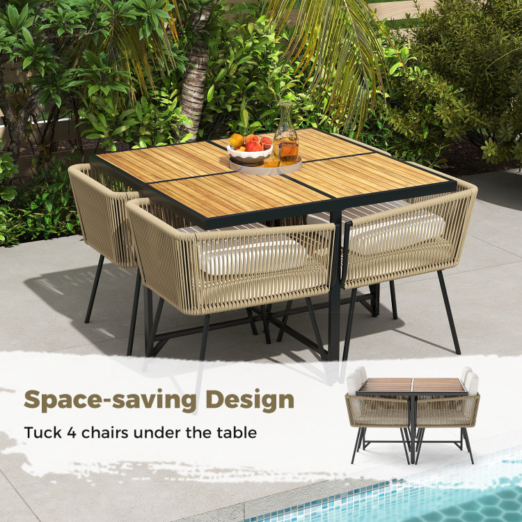 5 Pieces Patio Dining Set with Acacia Wood Tabletop - Image 7
