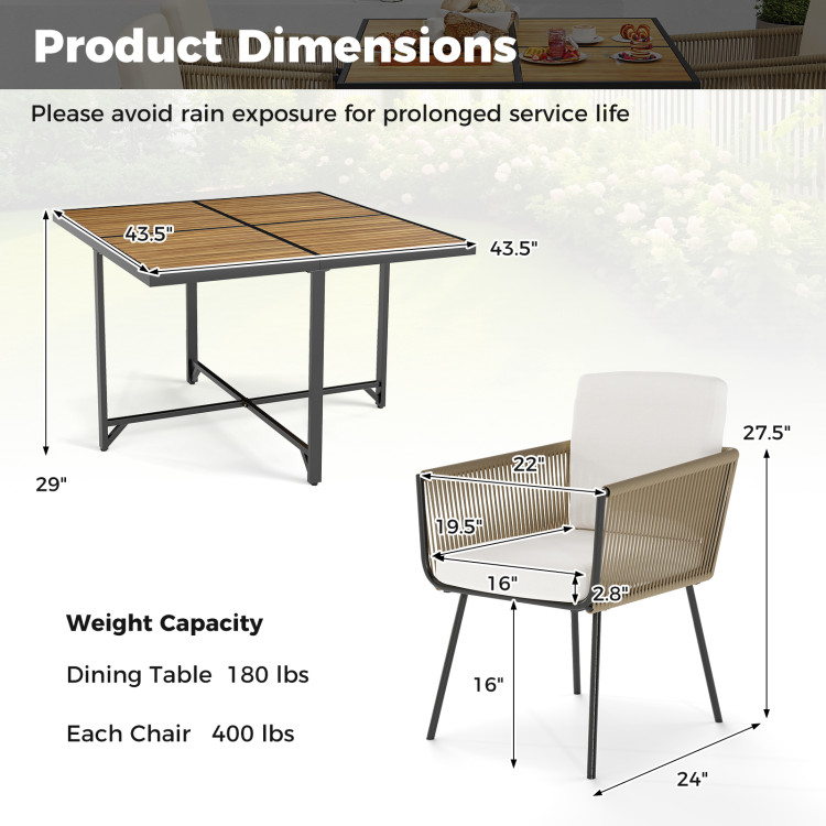 5 Pieces Patio Dining Set with Acacia Wood Tabletop - Image 5
