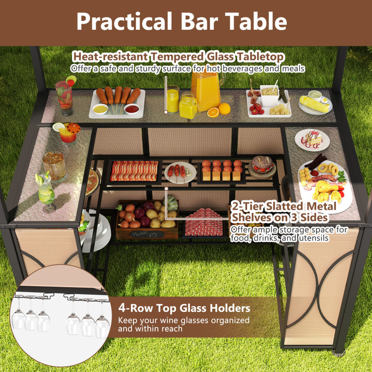 6.5 x 4 x 8 FT Grill Gazebo Set with 2 Bar Stools and Bar Table - Image 7