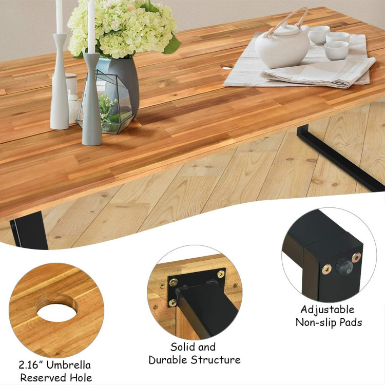 Patented 7 Pieces Outdoor Dining Set with Large Acacia Wood Table Top - Image 7