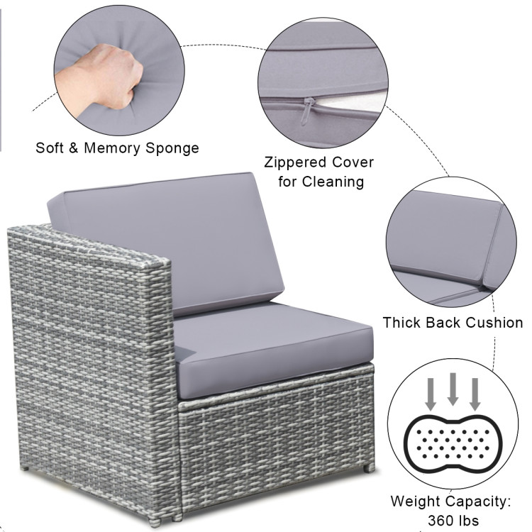 8 Pieces Wicker Sofa Rattan Dining Set Patio Furniture with Storage Table - Image 10