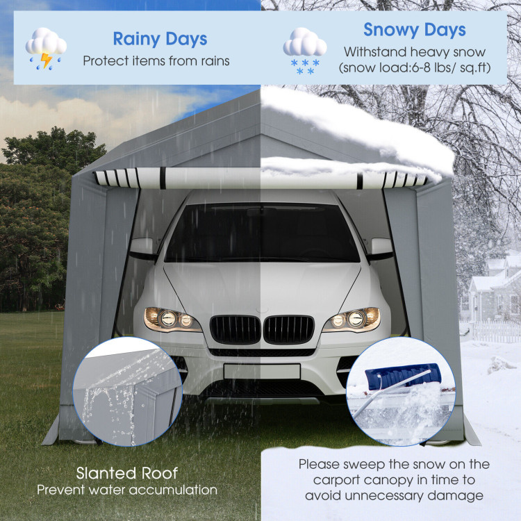 10 x 16/10 x 20 Feet Outdoor Heavy-Duty Carport with 2 Doors - Image 5