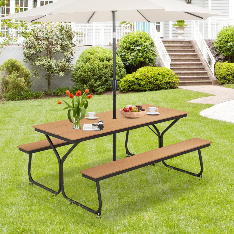 6 Feet Outdoor Picnic Table Bench Set for 6-8 People - Image 2