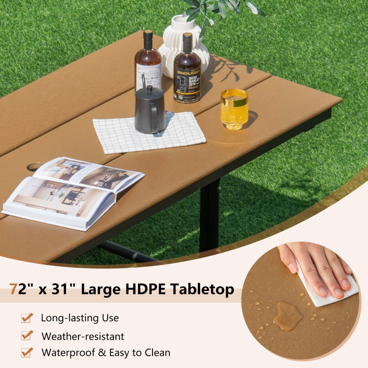 6 Feet Outdoor Picnic Table Bench Set for 6-8 People - Image 10