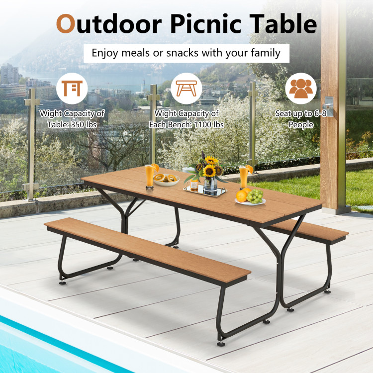 6 Feet Outdoor Picnic Table Bench Set for 6-8 People - Image 5