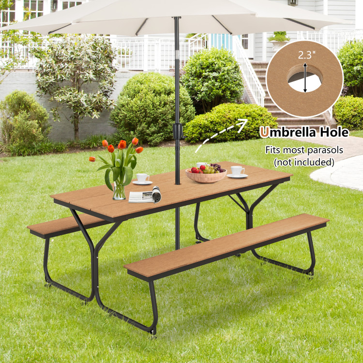 6 Feet Outdoor Picnic Table Bench Set for 6-8 People - Image 6