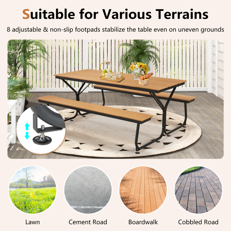 6 Feet Outdoor Picnic Table Bench Set for 6-8 People - Image 7