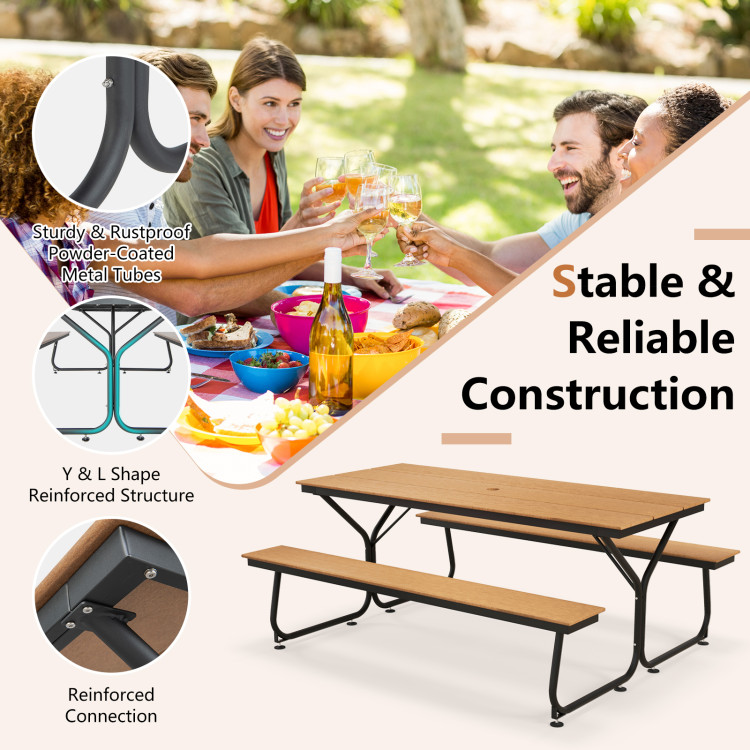 6 Feet Outdoor Picnic Table Bench Set for 6-8 People - Image 8