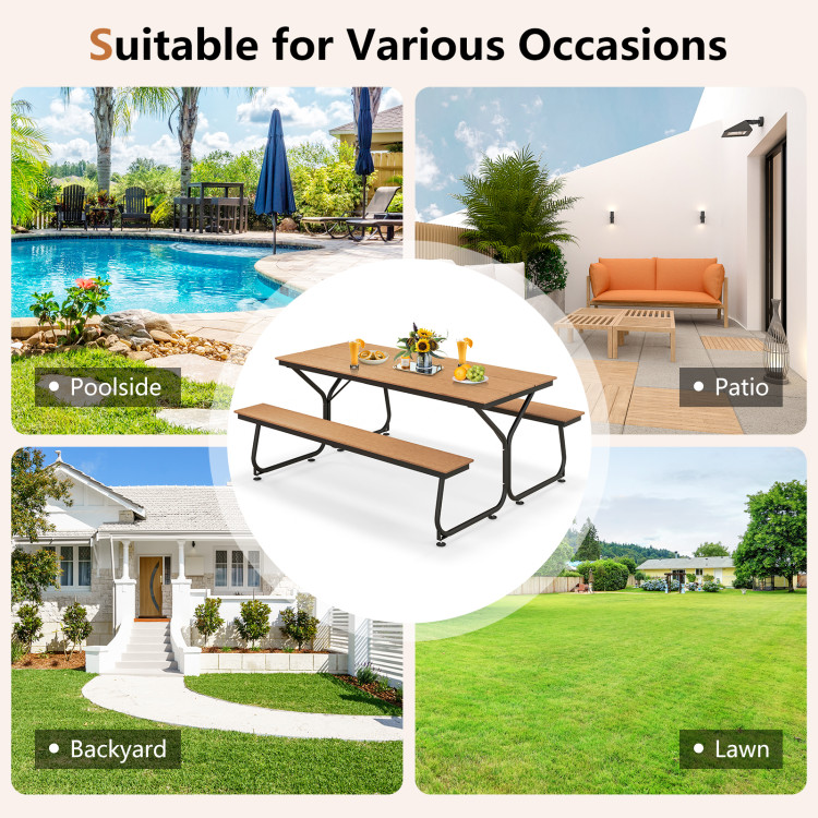 6 Feet Outdoor Picnic Table Bench Set for 6-8 People - Image 9