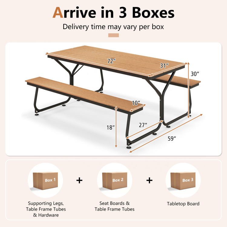 6 Feet Outdoor Picnic Table Bench Set for 6-8 People - Image 4