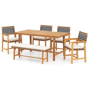 6-Piece Patio Dining Set for 5-6 People Farmhouse Furniture