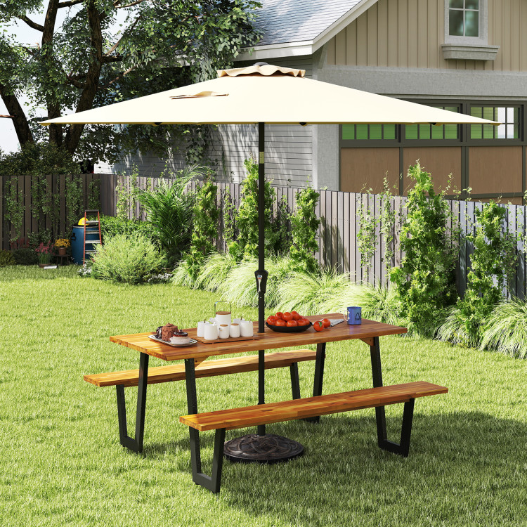 Outdoor Dining Table Set for 6 with 10 Feet Umbrella and Base - Image 10