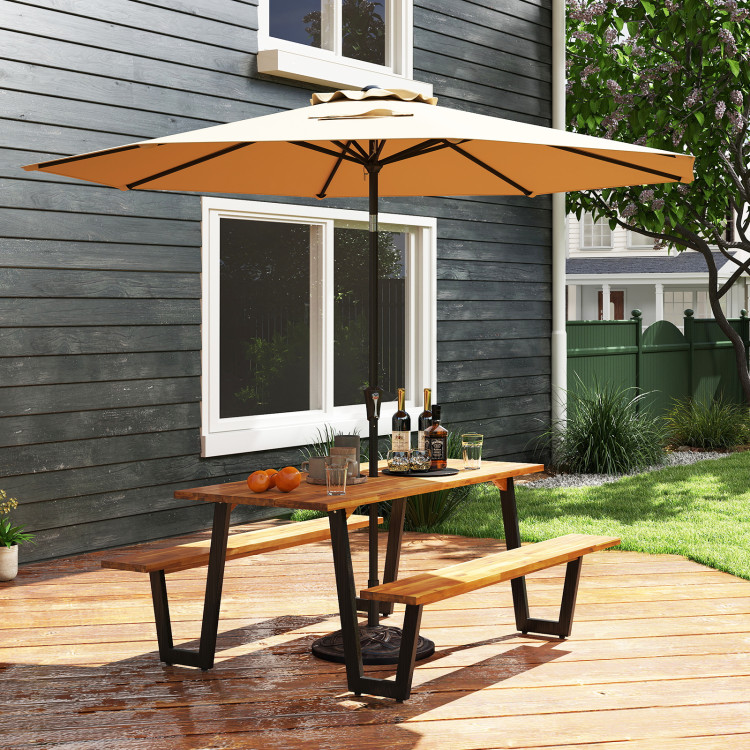 Outdoor Dining Table Set for 6 with 10 Feet Umbrella and Base - Image 2