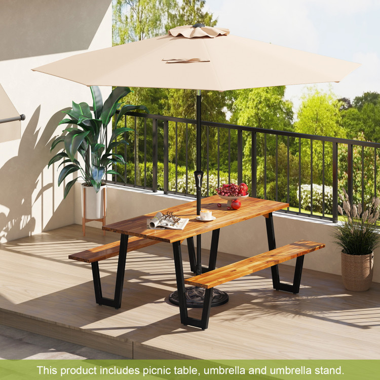 Outdoor Dining Table Set for 6 with 10 Feet Umbrella and Base - Image 5