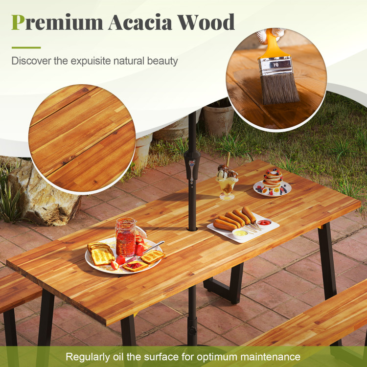 Outdoor Dining Table Set for 6 with 10 Feet Umbrella and Base - Image 6