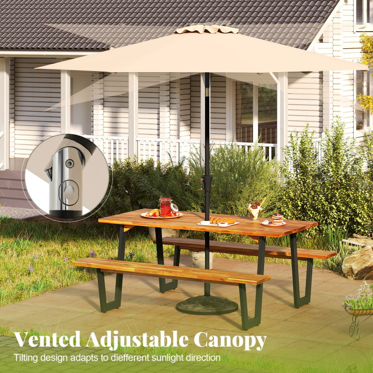 Outdoor Dining Table Set for 6 with 10 Feet Umbrella and Base - Image 7