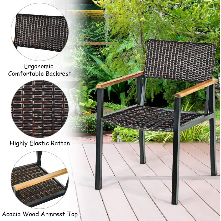 Patented 7 Pieces Outdoor Dining Set with Large Acacia Wood Table Top - Image 8