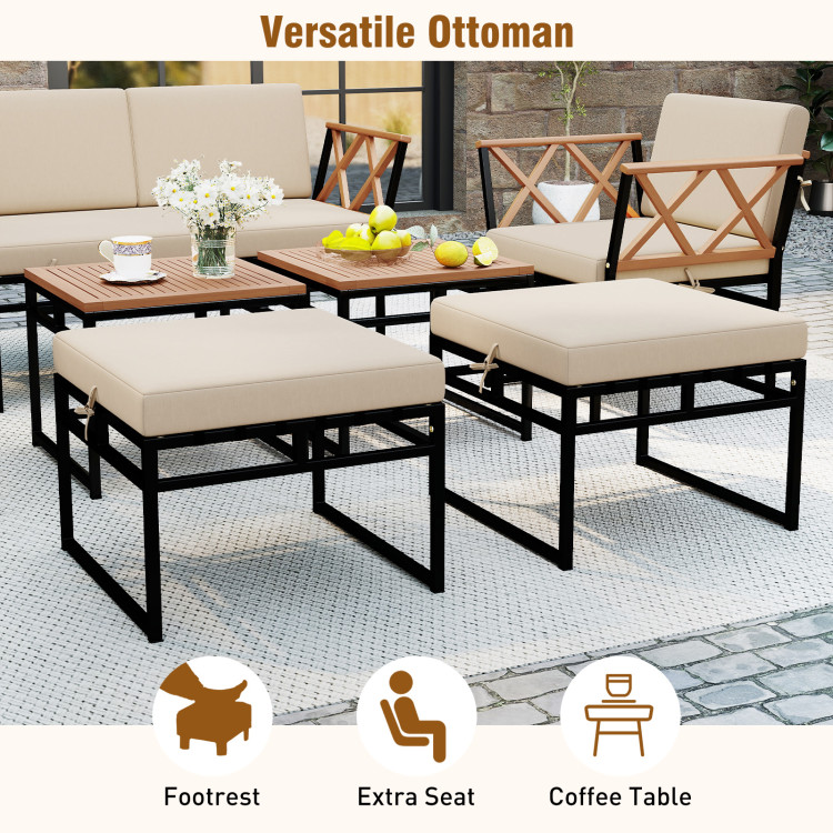 7 Piece Outdoor Conversation Set with Cushions and Bungee Rope Seat - Image 10