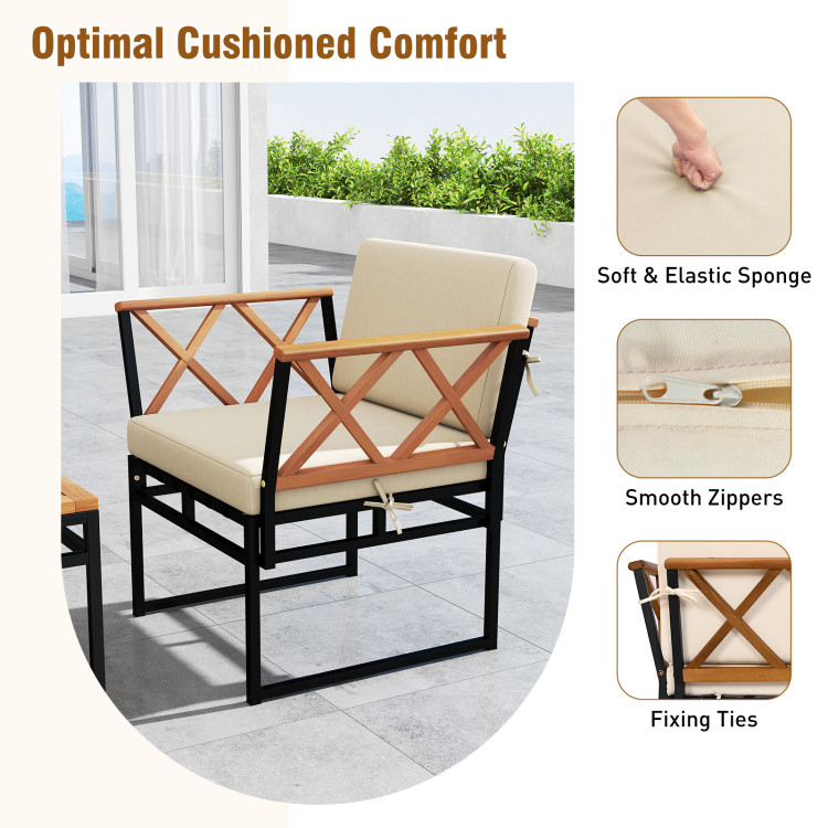 7 Piece Outdoor Conversation Set with Cushions and Bungee Rope Seat - Image 8