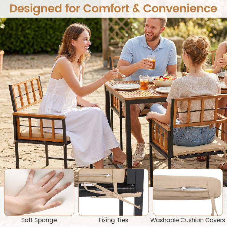 7-Piece Outdoor Dining Set with Acacia Wood Table & Chairs and Umbrella Hole - Image 8