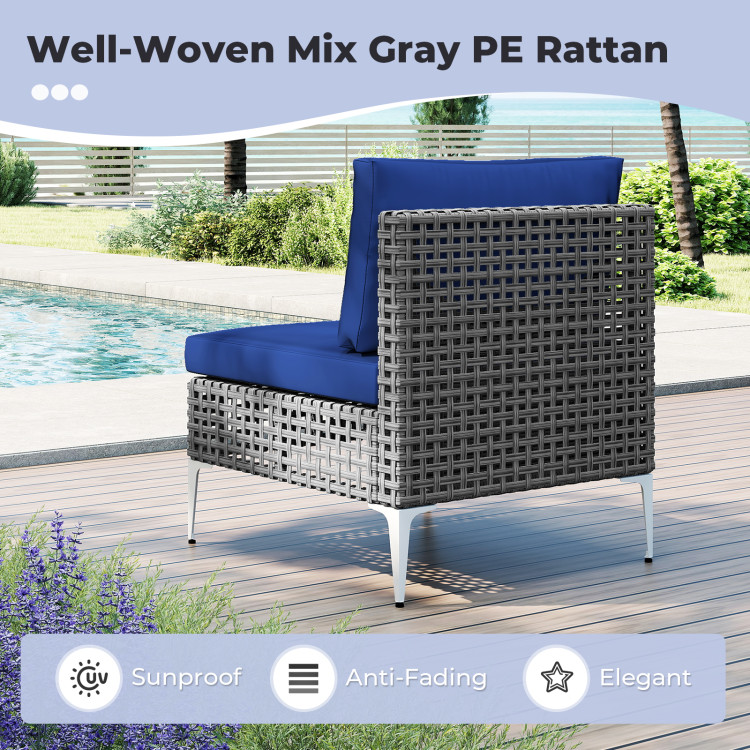 7 Piece Outdoor Furniture Set Wicker Chairs with Tempered Glass Coffee Table - Image 6