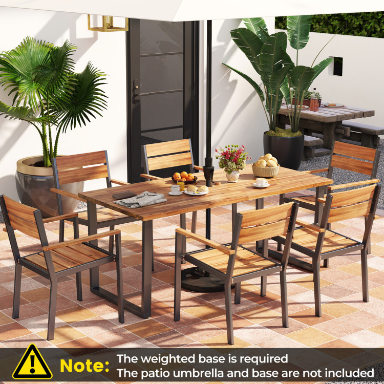 7 Pieces Acacia Wood Patio Dining Set with Metal Frame and 2 Inches Umbrella Hole - Image 6