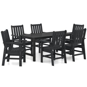7 Pieces Patio Dining Set Outdoor HDPE Weather Resistant Table and Chairs Set