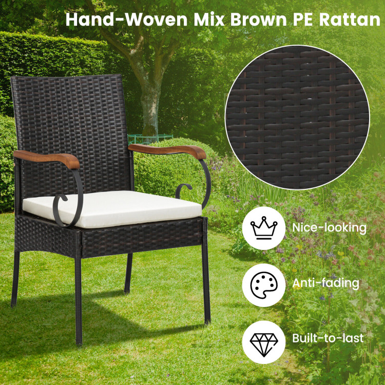 7 Pieces Patio Wicker Dining Set with Detachable Cushion and Umbrella Hole - Image 6