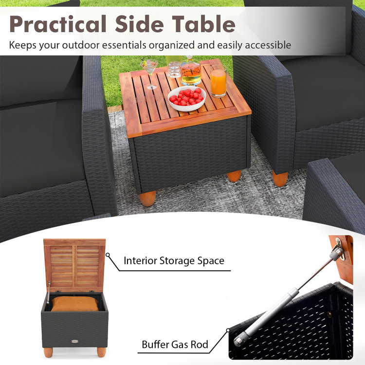 7 Pieces Patio Furniture PE Rattan Sectional Sofa Set with Armchairs and Table - Image 5