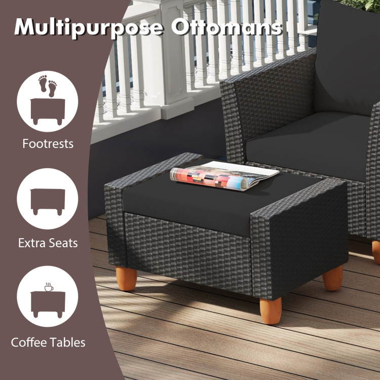 7 Pieces Patio Furniture PE Rattan Sectional Sofa Set with Armchairs and Table - Image 8