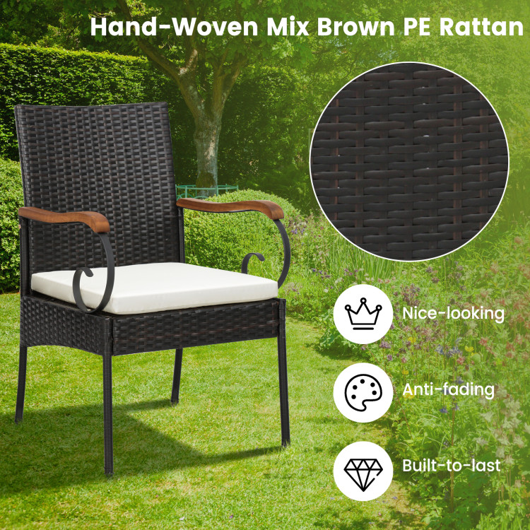 7 Pieces Rattan Patio Dining Set with Umbrella Hole - Image 5