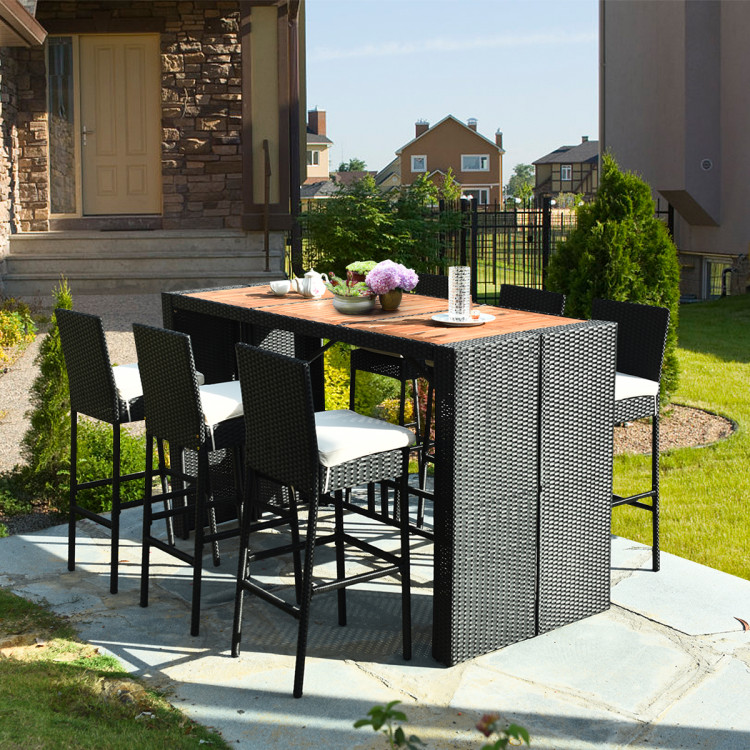 7 Pieces Patio Rattan Wicker Dining Furniture Set - Image 2