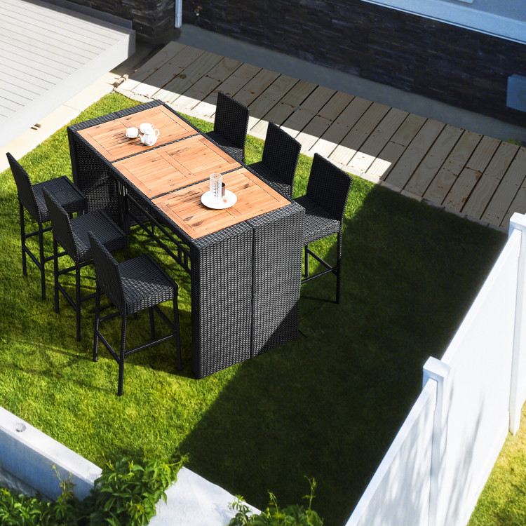 7 Pieces Patio Rattan Wicker Dining Furniture Set - Image 3