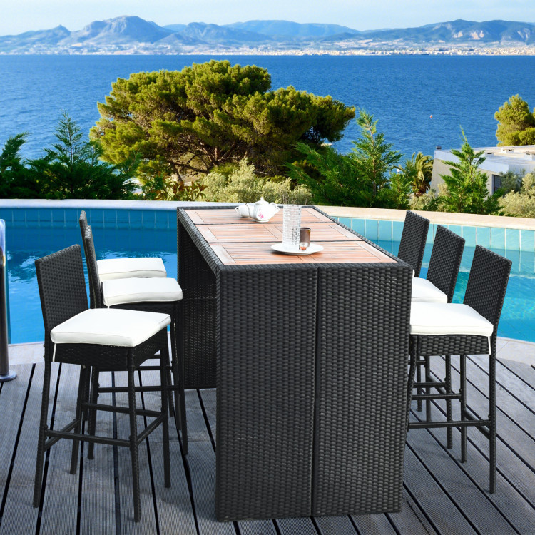 7 Pieces Patio Rattan Wicker Dining Furniture Set - Image 6