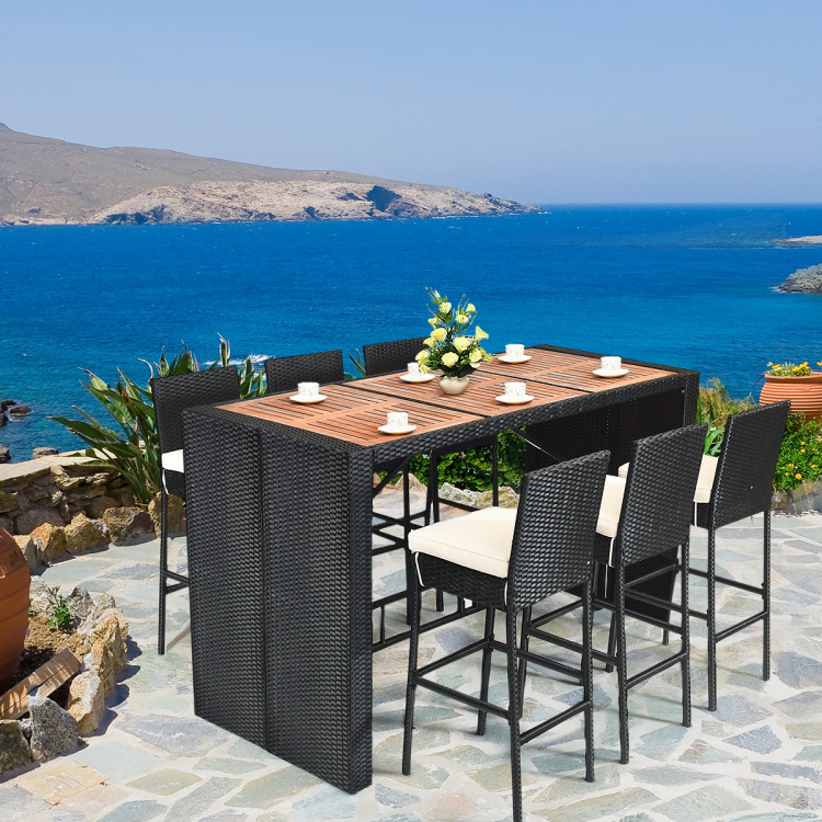 7 Pieces Patio Rattan Wicker Dining Furniture Set - Image 7